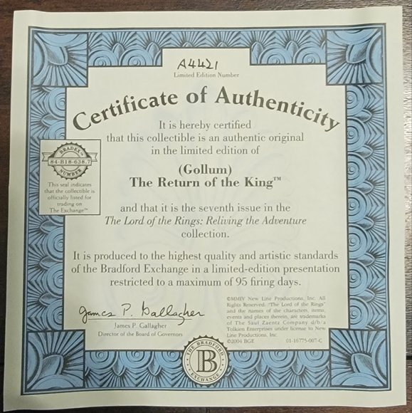 Lord of the Rings Limited Edition Numbered Plate - Picture 4 of 4